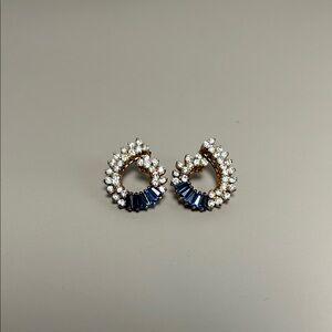Jolie Gabor Blue Sapphire and Cubic Zirconia Vintage Earrings